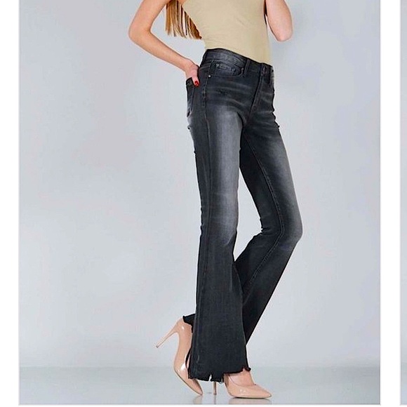 👻BOGO50%👻 🆕🩶SPECIAL A: GREY Vintage Raw Cut Hem Flare Jean 9/29 - Picture 5 of 13